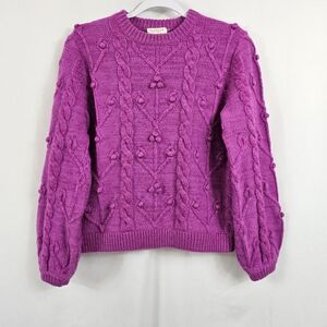 Demylee New York Wool Blend Bobble Sweater in Purple